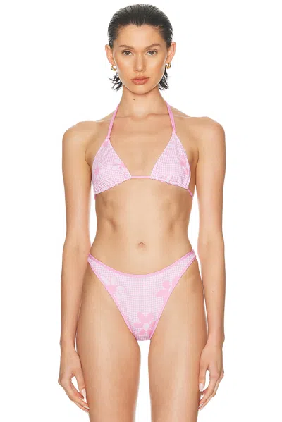 Heavy Manners Double String Bikini Top In Pink