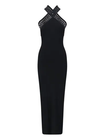Alaïa Alaia Womens Noir Alaia Vienne Slim-fit Knitted Maxi Dress