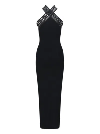 Alaïa Alaia Womens Noir Alaia Vienne Slim-fit Knitted Maxi Dress