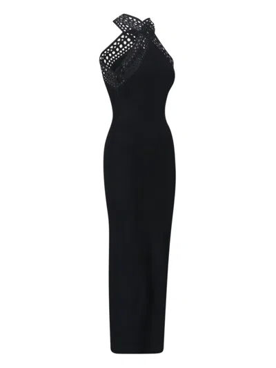 Alaïa Alaia Womens Noir Alaia Vienne Slim-fit Knitted Maxi Dress