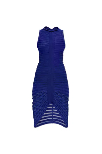 Alaïa Midnight Web Mini Dress In Blue
