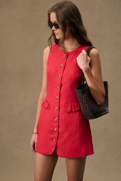 Posse X Fwrd Matilda Button Down Mini Dress In Red
