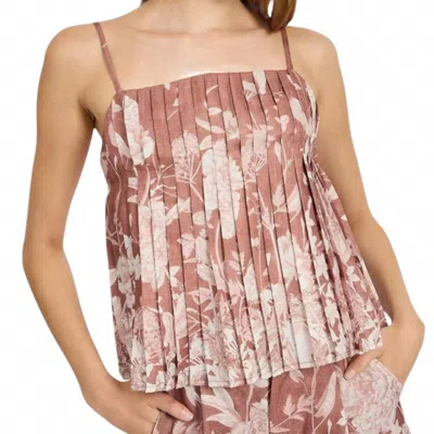 En Saison Monet Pleated Top In Ginger Off White In Neutral