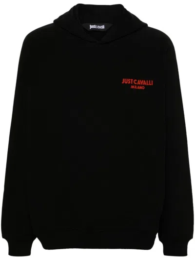 Just Cavalli Flocked-logo Cotton Hoodie