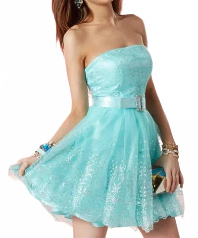 Alyce Paris Sparkly Mini Dress In Aqua/silver In Multi