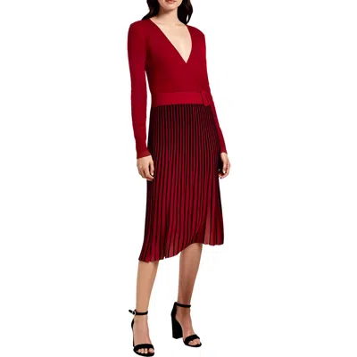 Signature By Robbie Bee Petites Womens Belted Knit Sweaterdress In Red