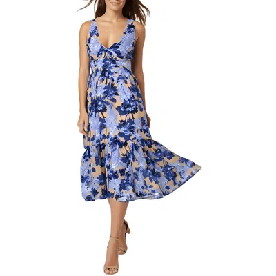 Tommy Hilfiger Womens Floral Print Cotton Fit & Flare Dress In Blue