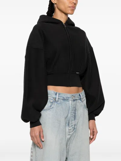 Alexander Wang Cropped Zip Up Cotton Hoodie