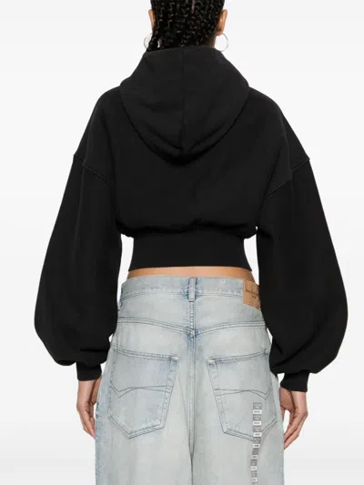 Alexander Wang Cropped Zip Up Cotton Hoodie