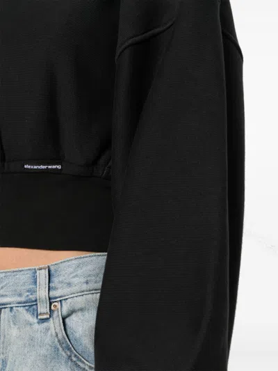 Alexander Wang Cropped Zip Up Cotton Hoodie