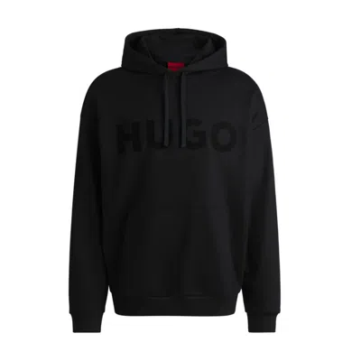 Hugo Boss Oversize-fit Hoodie In Cotton Terry With Tonal Logo In Black
