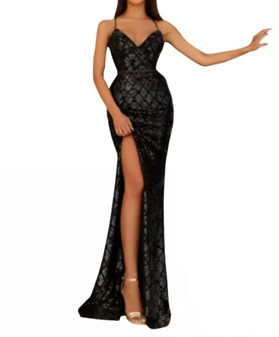 Clarisse Sequined Mermaid Gown In Black