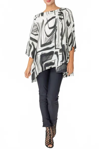 Ic Collection Asymmetrical Layered Tunic Top In Black/white
