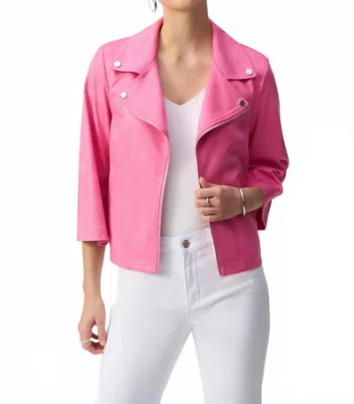 Joseph Ribkoff Foiled Faux Suede Swing Jacket In Bubble Gum In Pink