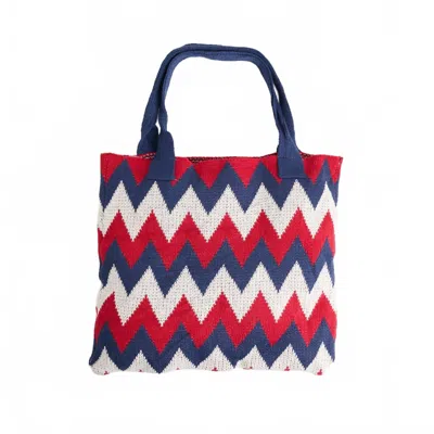 Coco + Carmen Patriotic Americana Chevron Knit Shopper Tote Bag In Red/white/blue