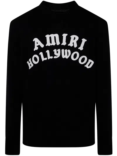 Amiri Black Sweater With Maxi Logo Lettering On The Front In Black