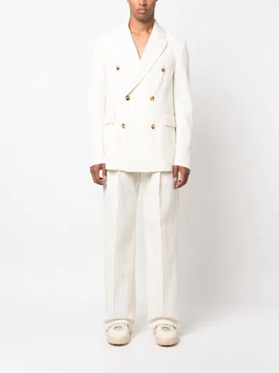 Amiri Striped Double-breasted Blazer In Neutral