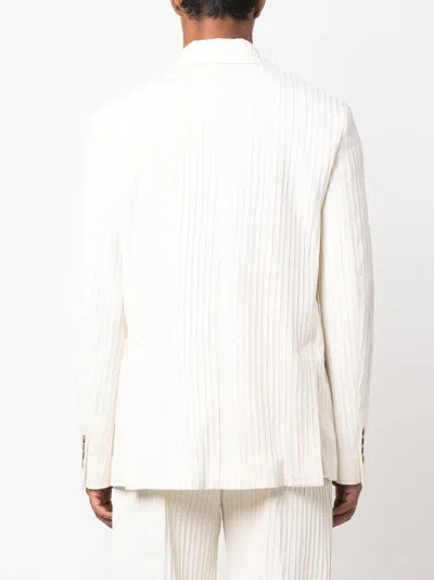 Amiri Striped Double-breasted Blazer In Neutral