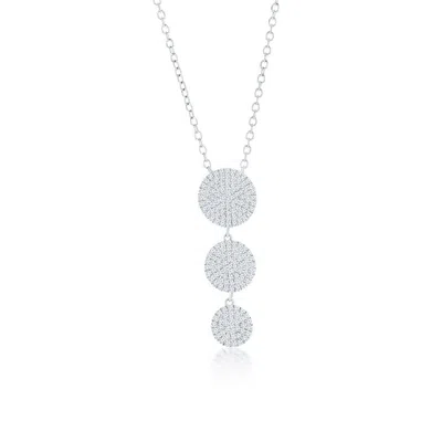 Simona Sterling Silver Triple Round, 'y' Design Diamond Necklace