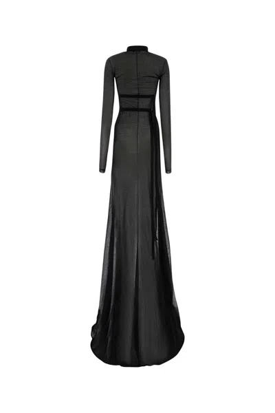 Ann Demeulemeester Long Sleeves High Neck Floor Length Dress In Black