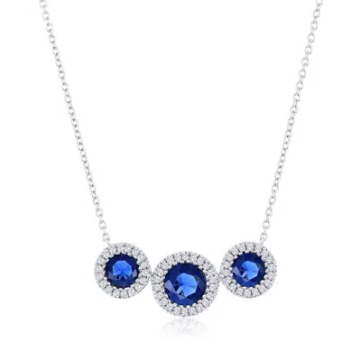Simona Sterling Silver, Lab-grown Sapphire And Natural Diamond Necklace - 1.12ct