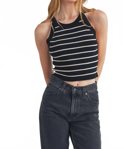 Karlie Jennifer Striped Halter Tank Top In Black/white