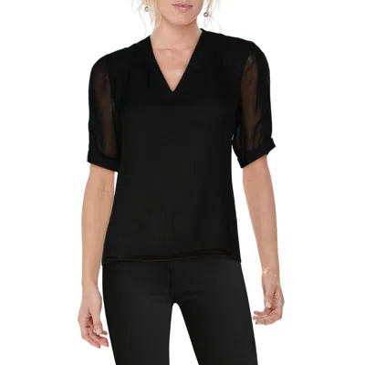 Calvin Klein Womens Lightweight Rolled Sleeves Pullover Top In Black