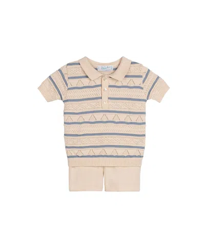 Feltman Brothers Boys' Pointelle Striped Knit Set - Little Kid In Brown