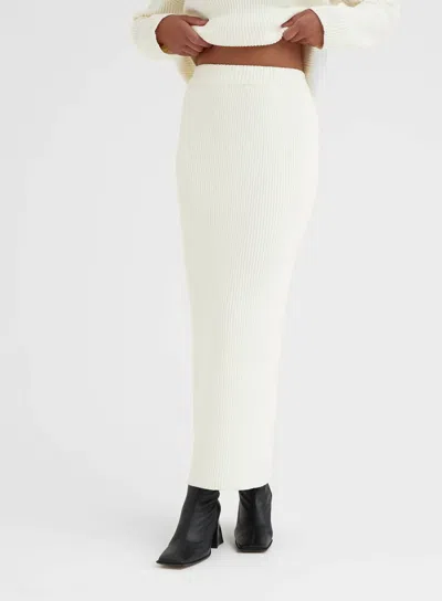 4th & Reckless Women's Knitted Maxi Skirt In Cream In White