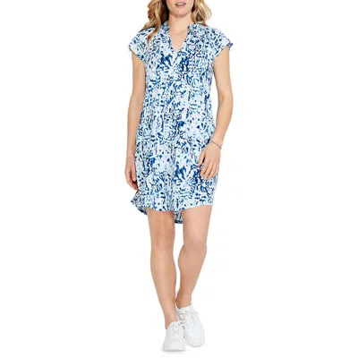 Nic + Zoe Womens Linen Mini T-shirt Dress In Blue