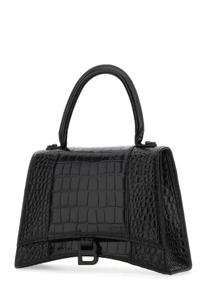 Balenciaga Hourglass Crocodile Embossed Shoulder Bag