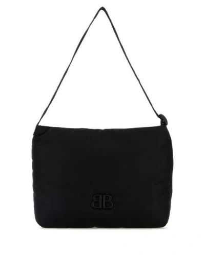 Balenciaga Black Fabric Monaco Shopping Bag In Black