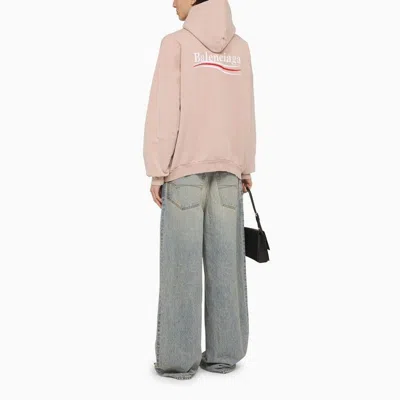 Balenciaga Nude Hoodie White Red Logo In Pink