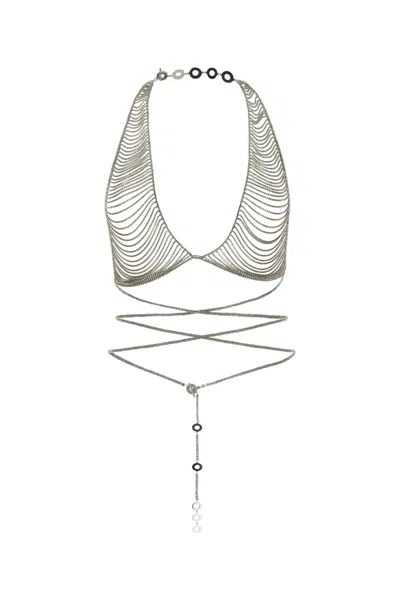Benedetta Bruzziches Linked Chain Layered Necklace With Pendant Detail In Black