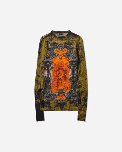 Jean Paul Gaultier Graphic Print Sheer Fabric Tops