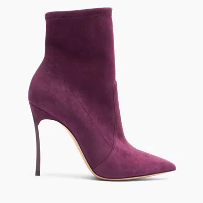 Casadei Blade Suede Ankle Boots - Woman Ankle Boots Amarena 38