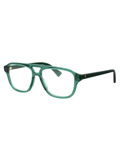 Bottega Veneta Green Acetate Optical Glasses In Green