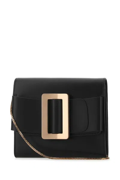 Boyy Black Leather Buckle Clutch