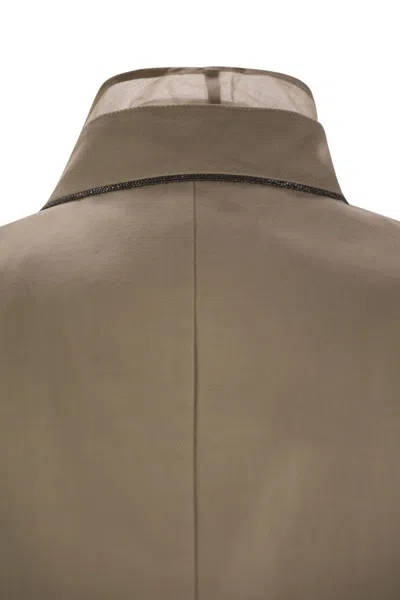 Brunello Cucinelli Women Cotton And Linen Cover Gilet With Detachable Organza Insert And Necklace
