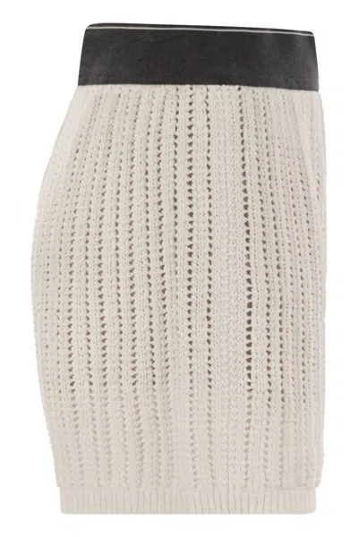 Brunello Cucinelli Women's Cotton Net Knit Shorts In Brown
