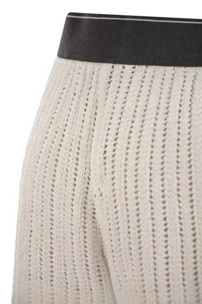 Brunello Cucinelli Women's Cotton Net Knit Shorts In Brown