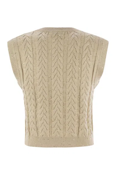 Brunello Cucinelli Dazzling Double Cable Knitted Cotton Waistcoat