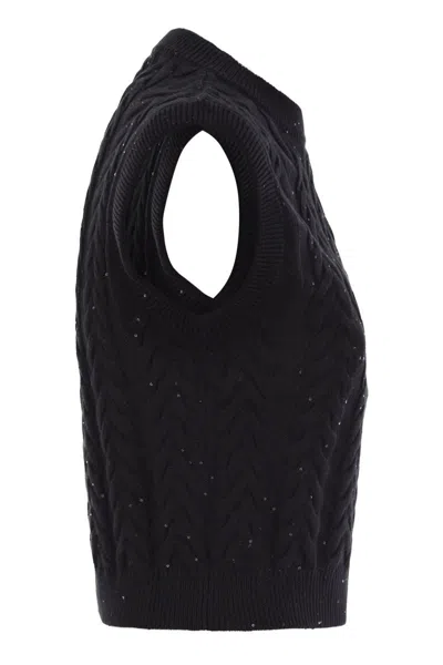 Brunello Cucinelli Dazzling Double Cable Knitted Cotton Waistcoat
