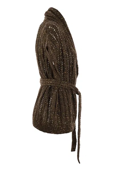 Brunello Cucinelli Women's Dazzling Silk And Linen Perforated Rib Cardigan In Multi