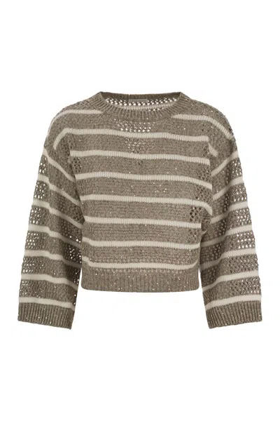 Brunello Cucinelli Dazzling Striped Net Linen Jersey