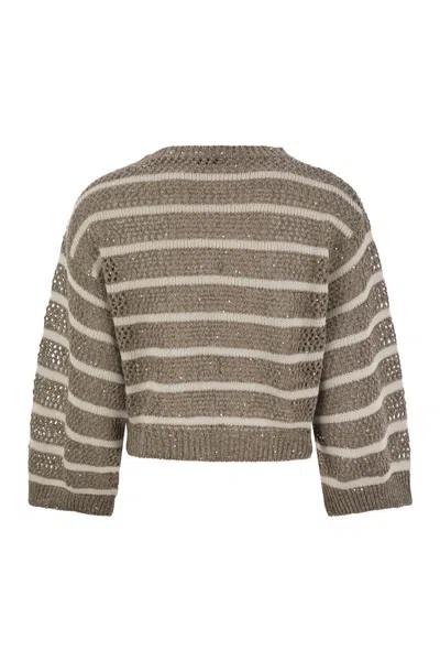 Brunello Cucinelli Dazzling Striped Net Linen Jersey