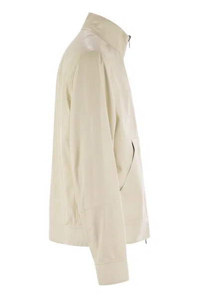 Brunello Cucinelli Reversible Leather Bomber Jacket In Neutral