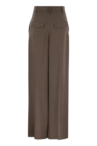 Brunello Cucinelli Sartorial Wide Trousers In Fluid Viscose And Linen Twill