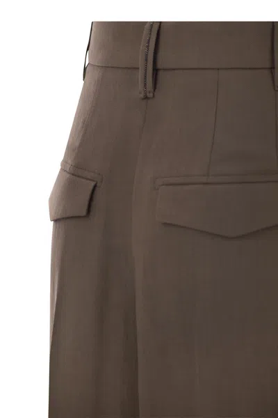 Brunello Cucinelli Sartorial Wide Trousers In Fluid Viscose And Linen Twill
