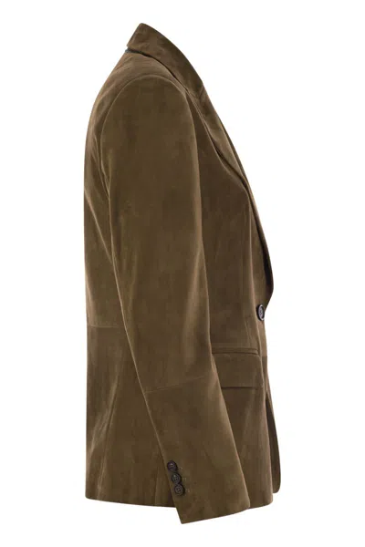 Brunello Cucinelli Suede Jacket With Jewellery